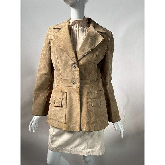Karen Silton Western Styled Suede Jacket  10 Tan   Suede Leather - Picture 1 of 16